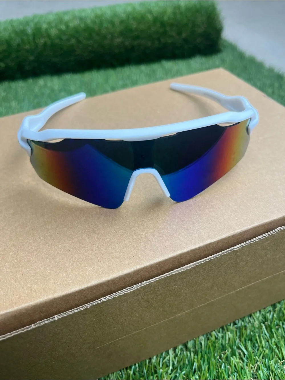 3 Premium Sport Shield Sunglasses - Black/White/Purple Multi-Lens